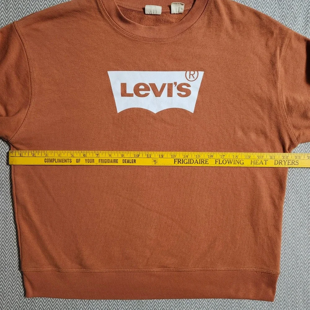 Levis Mens Batwing Logo Crewneck Sweatshirt Rust Orange Large Pullover Fleece